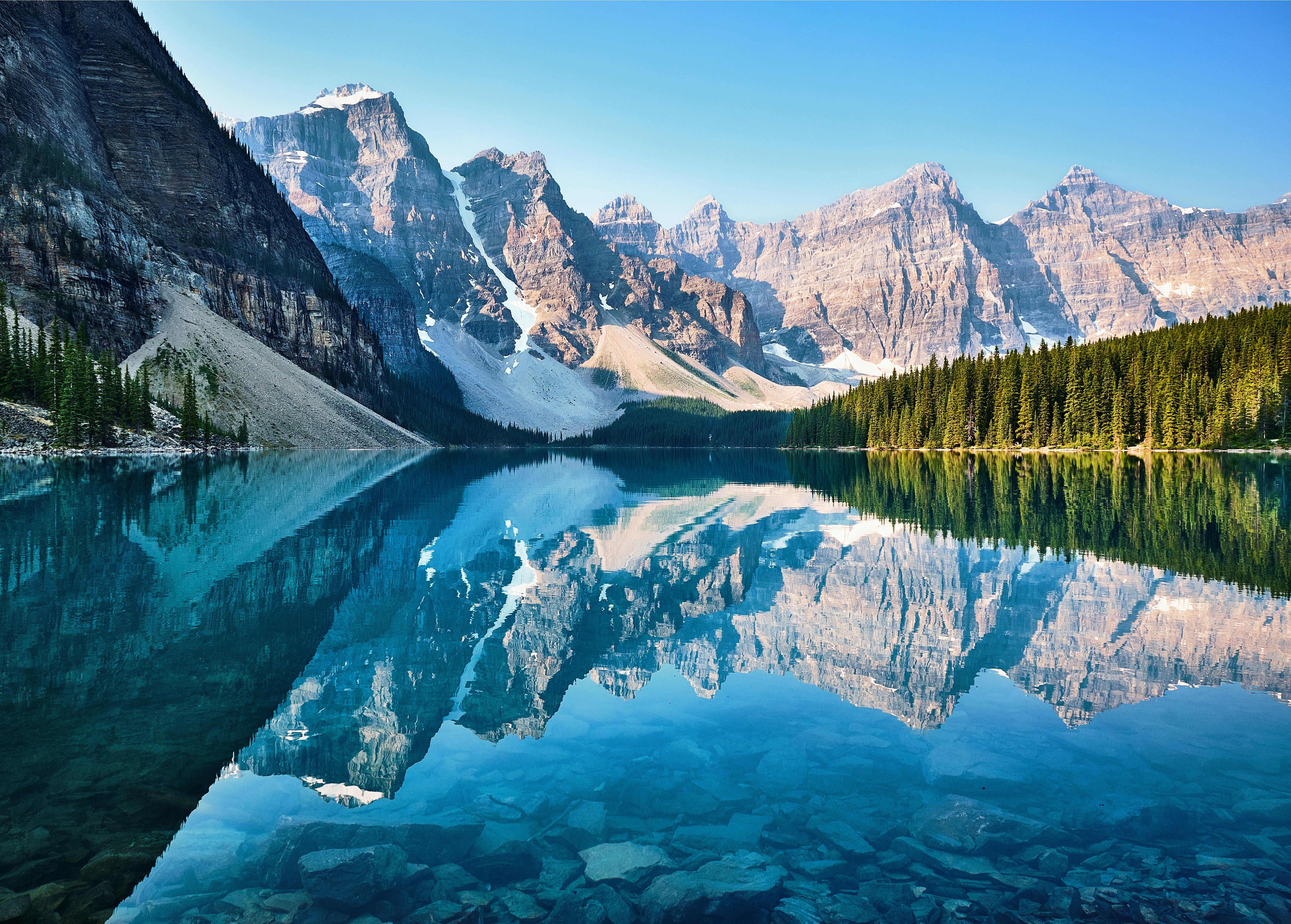 Mountain lake with snow-capped peaks
